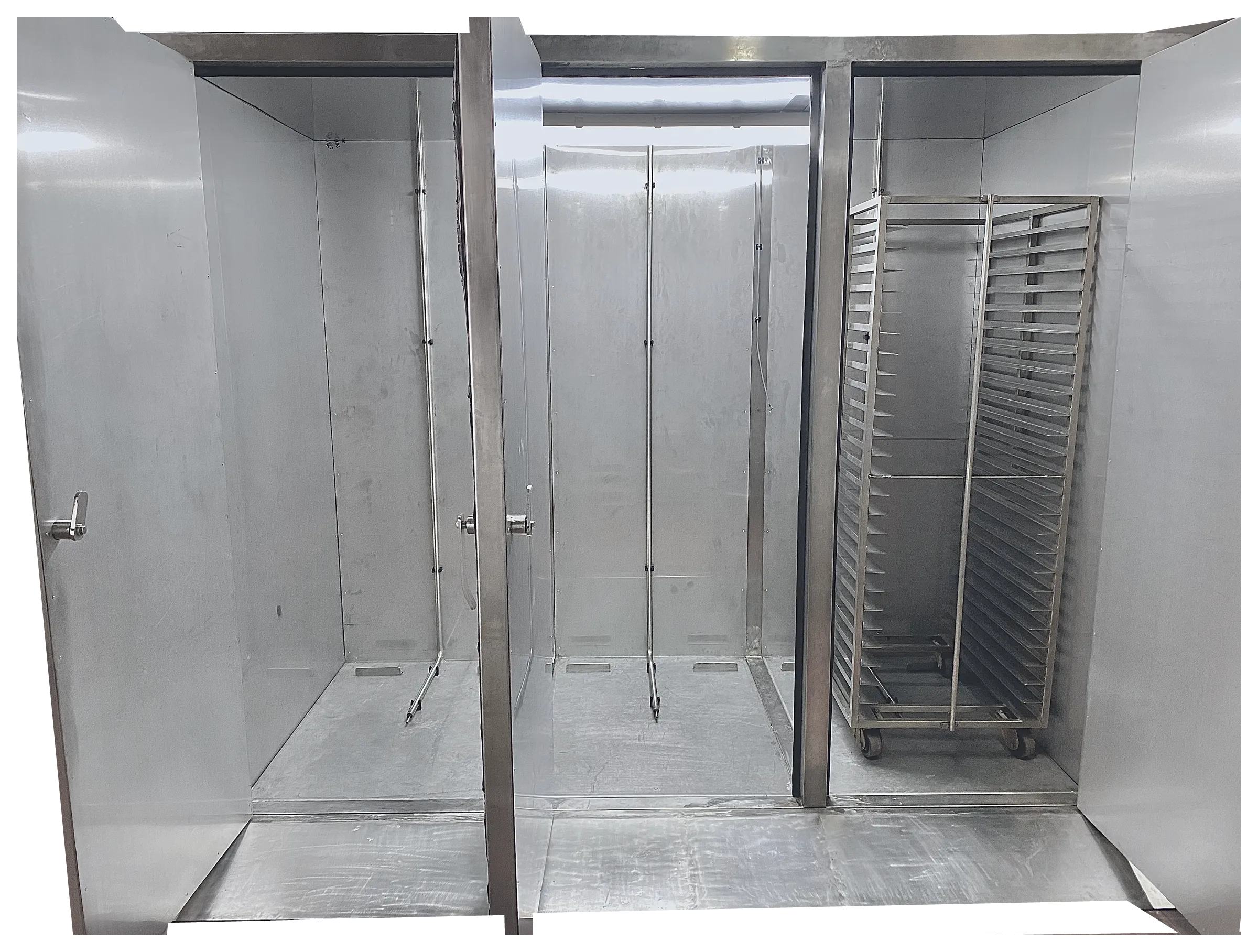 Proofer interior with a bakery rack trolley